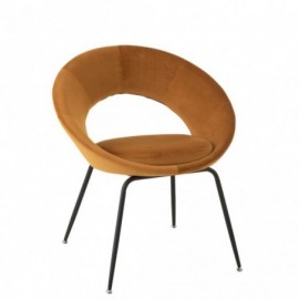 Chaise ronde métal en textile ocre