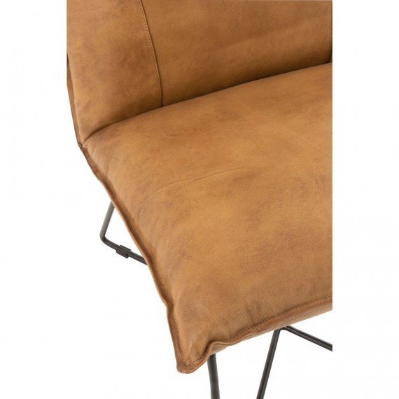 fauteuil Cuir et Fer Camel | WoodyCosy.com
