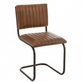 Chaise en Cuir et Metal Cognac