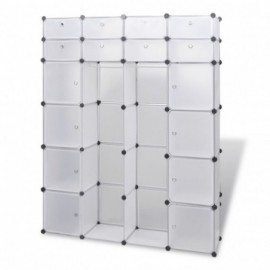 Cabinet modulable avec 18 compartiments blanc 37x146x180,5 cm