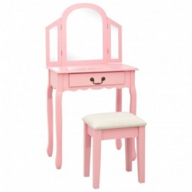 Coiffeuse et tabouret Rose...