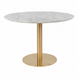 Table De Bistrot Ronde Balzano En Marbre Base En Acier Doré 110X75Cm