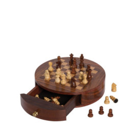 Jeu D'Échec Boîte Ronde Bois