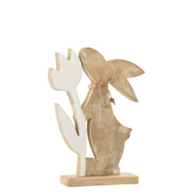 Lapin Fleur Bois Blanc Large