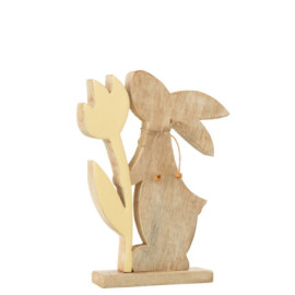 Lapin Fleur Bois Jaune Large