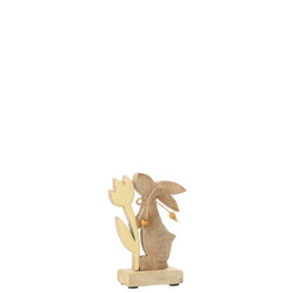 Lapin Fleur Bois Jaune Small