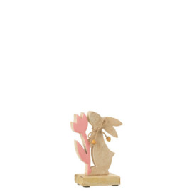 Lapin Fleur Bois Rose Small