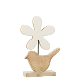 Oiseau Fleur Bois Blanc Large