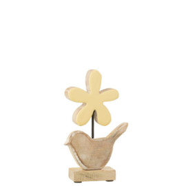 Oiseau Fleur Bois Jaune Small