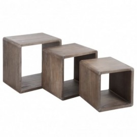Tables gigognes x3 rectangles en bois marron 58cm