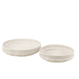 Plat Rond Rotin Blanc Set De 2
