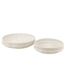 Plat Rond Rotin Blanc Set De 2