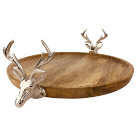 Plateau Cerf En Bois 33,5Cm