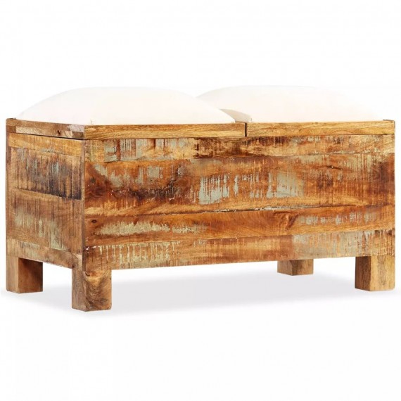 Banc De Rangement En Bois Massif Recycle De 80 Cm