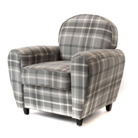 Fauteuil Club Tartan Gris