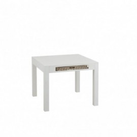 Bureau plat carré en bois blanc + panier 100cm