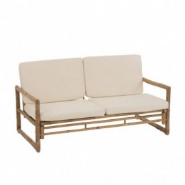 Canapé en bambou avec coussins blancs 160cm