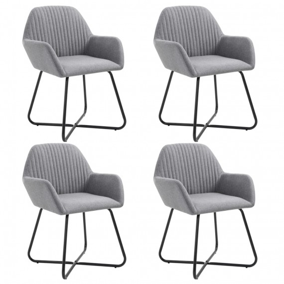Chaises grises en tissu pour salle à manger - Lot de 4 - ROBINE